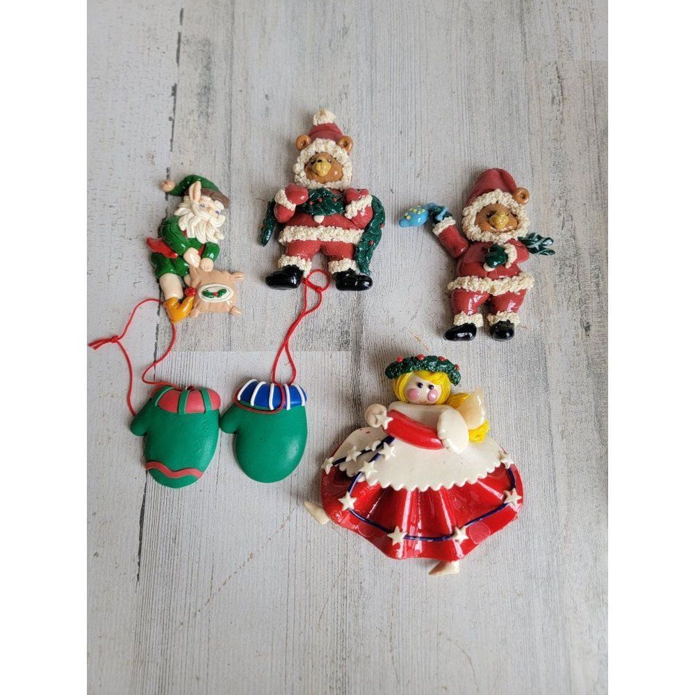 Santa Claus bear Angel elf mittens ornament magnet Xmas Decor‎ set